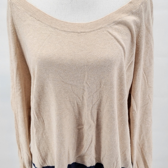 GAP Womens XXL Color Block Sweater Boxy Oversized Cream Black Tan Plus Size 2X - Picture 4 of 7